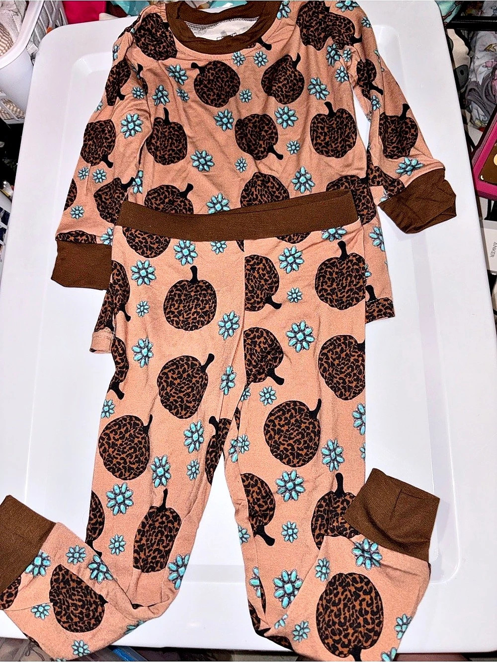 Animal Print Pumpkin Matching Set  12-18M NWOT